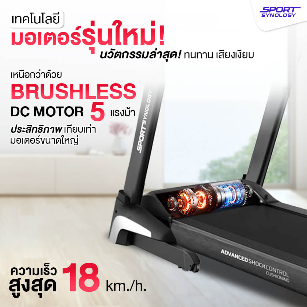 ลู่วิ่งไฟฟ้า SPORTSYNOLOGY รุ่น Z7 มอเตอร์ BRUSHLESS DC 5 แรงม้า เชื่อมต่อแอพ ZWIFT / KINOMAP / SPAX_3